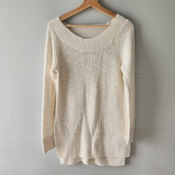 Lou & Grey Off White Knit Tunic Sweater Medium - Picture 2 of 8